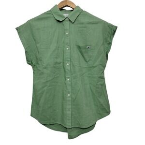 Vineyard Vines Women's S Lightweight Short Sleeve Button Down Shirt Preppy